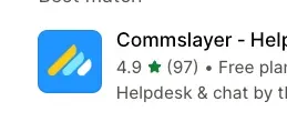 The Commslayer result in App Store search, with its rating at the time of the post