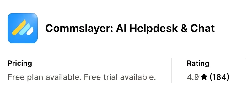 The Commslayer App Store listing with its pricing and rating