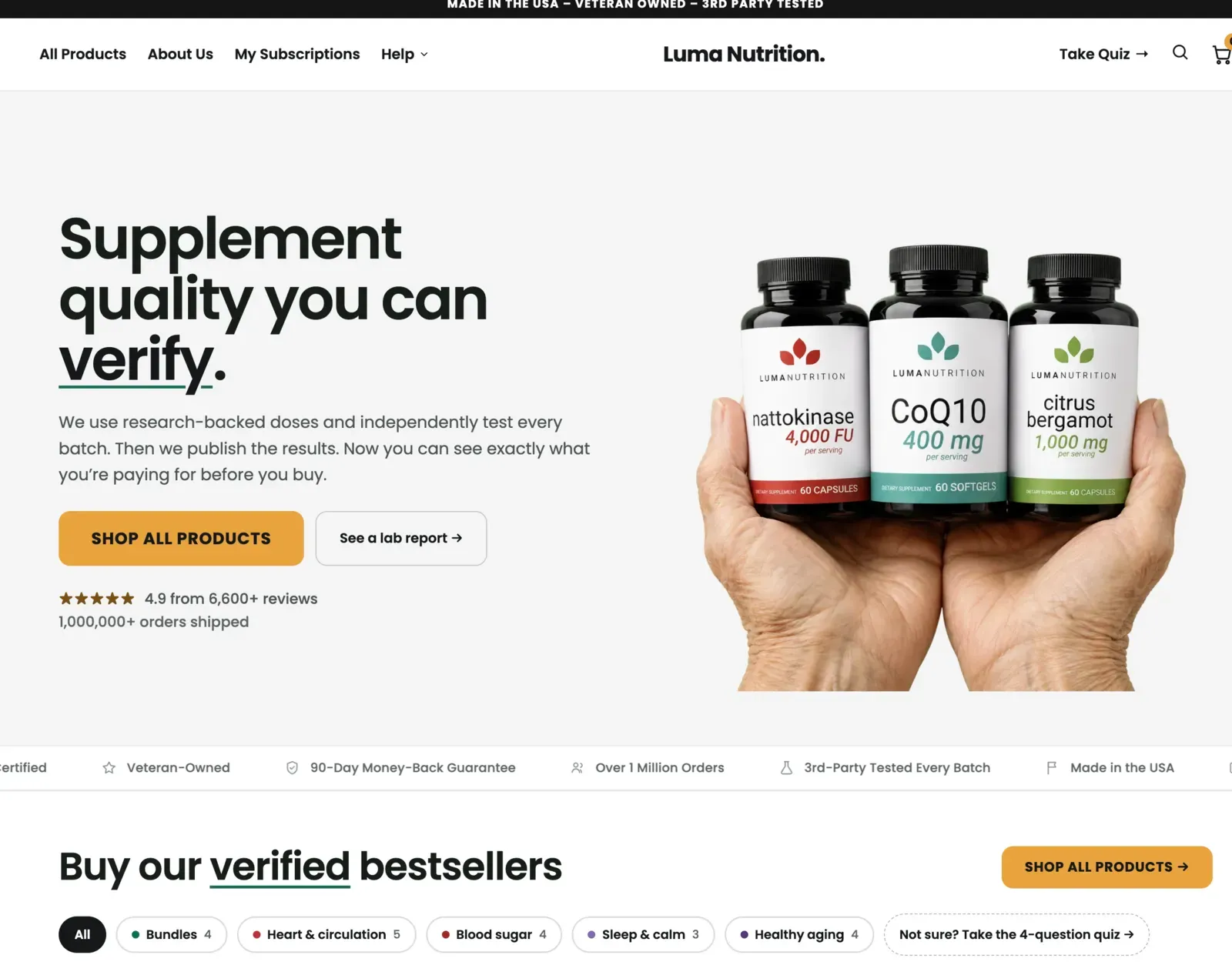 The Luma Nutrition storefront